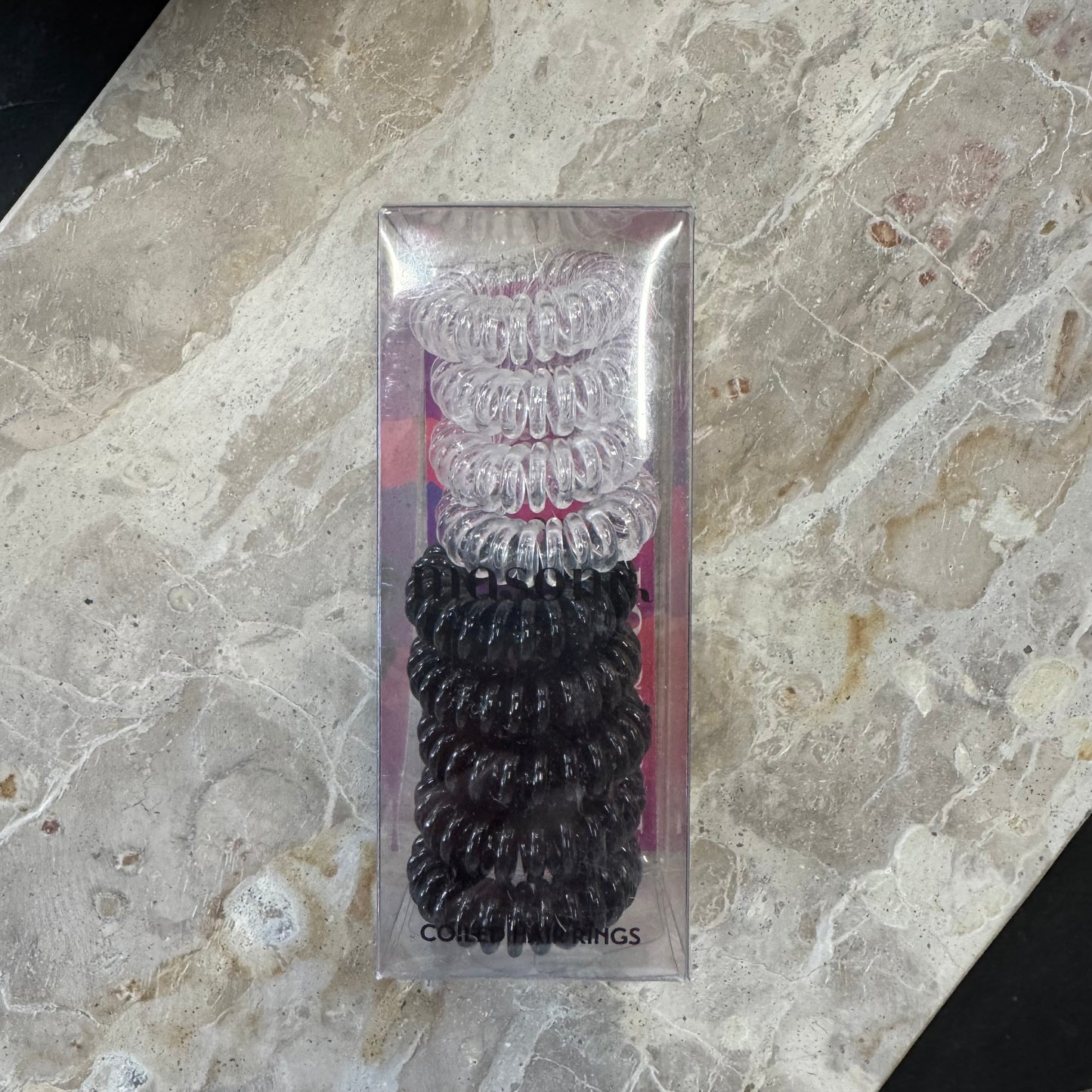 Masone Coiled Hair Ties Clear and Black