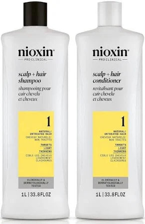 Nioxin System 1 Duo 1Litre Shampoo and Conditioner Pack