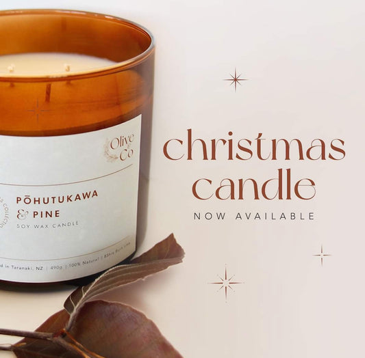 Olive and Co Christmas Candle Pōhutukawa and Pine 490g