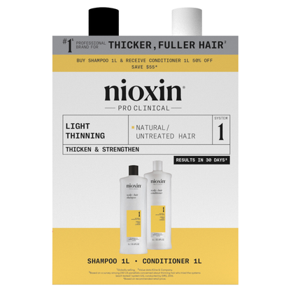 Nioxin System 1 Duo 1Litre Shampoo and Conditioner Pack