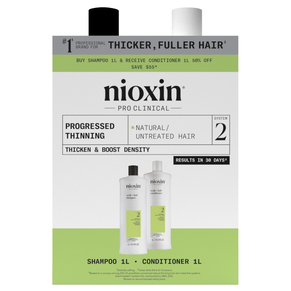Nioxin System 2 Duo 1Litre Shampoo and Conditioner Pack